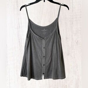 American Eagle Gray Faux Button Down Tank Top size Large